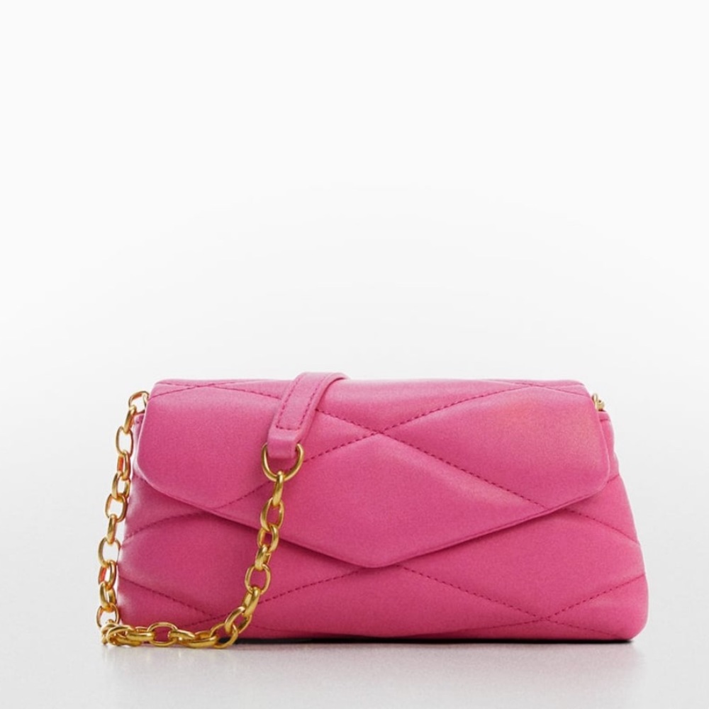 Mango pink quilted chain bag . Cross body .NWOT
